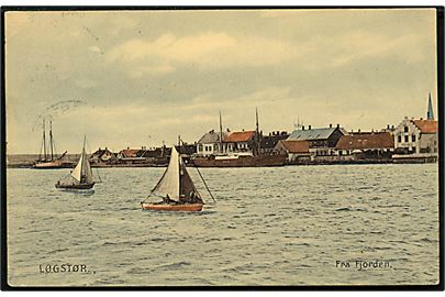 Løgstør, fjorden med dampskibet Fylla og sejlbåde. C. Fr. Støckel no. 11311.