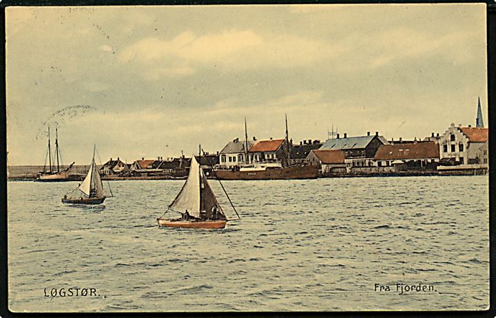 Løgstør, fjorden med dampskibet Fylla og sejlbåde. C. Fr. Støckel no. 11311.