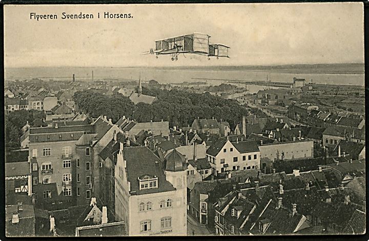 Flyveren Robert Svendsen over Horsens. Johs. Brorsen u/no.