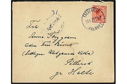 10 øre Chr. X på brev annulleret med brotype IIIe bureaustempel Fredericia - Aalborg T.968 d. 29.5.1919 til Søllerød pr. Holte.