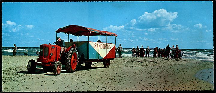 Skagen, Sandormen på Grenen. Aflangt brevkort Stenders no. 100376.