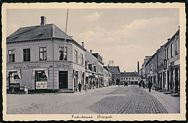 Frederikssund. Østergade med Carl Bruun Material & Farvehandel. Eiler Rose no. q 62.