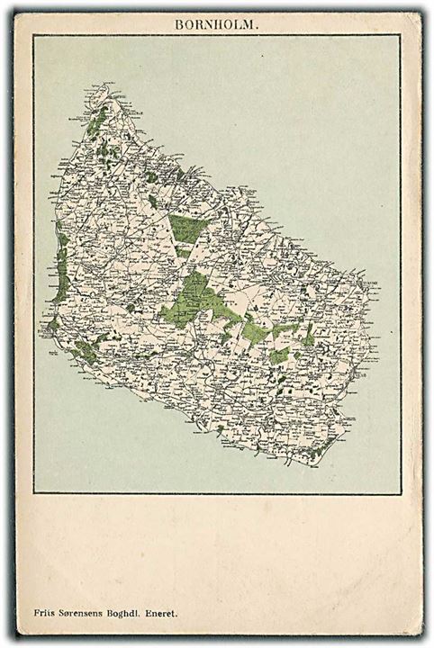 Kort over Bornholm. Frits Sørensens Boghandel u/no.