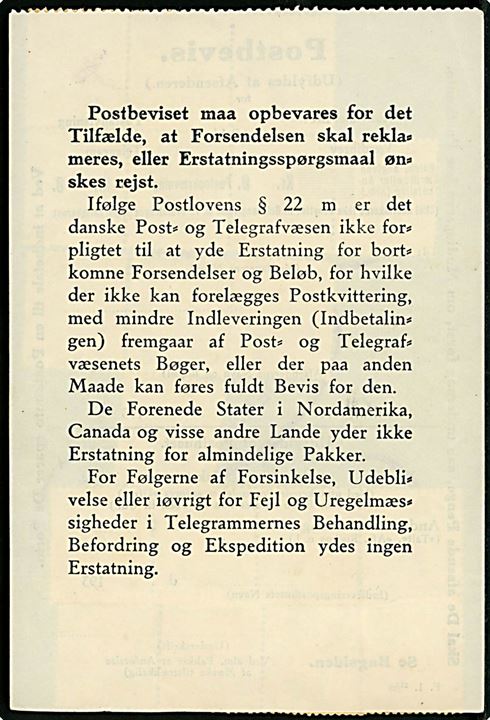 10 øre (9), 20 øre (7) og 50 øre (3) Portomærker på 380 øre frankeret Postkvittering - F.1 11/29 - annulleret med ovalt gummistempel (krone) Statstelegrafstation Odense. Sjælden og meget dekorativ formular.