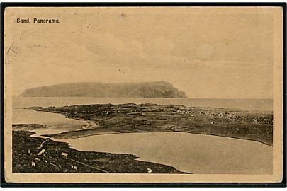 Sand. Panorama. A.G. Breidal - Stenders no. 49660. Med 20 øre Chr. X, annulleret Klaksvig d. 13.12.1920 til København