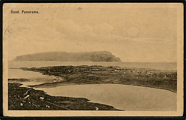 Sand. Panorama. A.G. Breidal - Stenders no. 49660. Med 20 øre Chr. X, annulleret Klaksvig d. 13.12.1920 til København