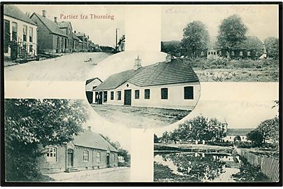 Thorning, partier fra. J.J.N. no. 4625. Frankeret med 5 øre Fr. VIII annulleret med svagt stjernestempel THORNING og sidestemplet Kjellerup d. 18.1.1912 til Odense.