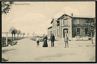 Brendstrup (Brændstrup) ved Gram. W. Schützsack u/no. Frankeret med 5 pfg. Germania annulleret Woyens - Rödding Bahnpost Zug 49 d. 16.11.1908 til Haberslund.