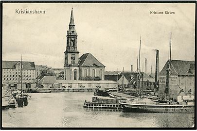 Købh., Christianshavn med Kristians kirke, Holms Plads og skibe. Budtz Müller no. 661.