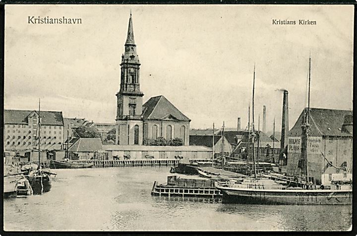 Købh., Christianshavn med Kristians kirke, Holms Plads og skibe. Budtz Müller no. 661.