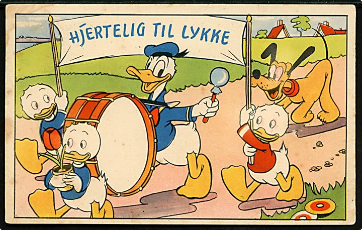 Walt Disney: Anders And med ungerne og Pluto. Hjertelig tillykke. Elmo u/no.