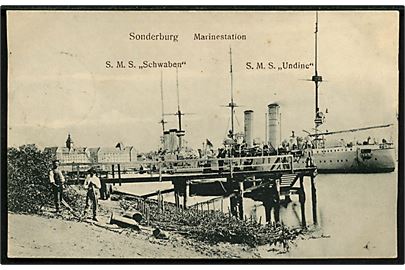 Sønderborg, Marinestationen med orlogsskibene SMS Schwaben og SMS Undine. U/no.