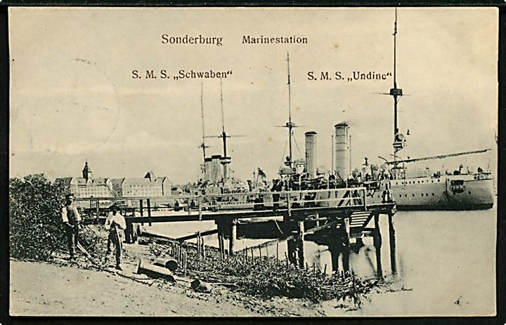 Sønderborg, Marinestationen med orlogsskibene SMS Schwaben og SMS Undine. U/no.