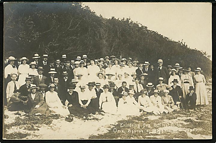 Omø, Agersø og Egholm. Erindring fra udflugten d. 14.7.1918. Fotokort u/no.