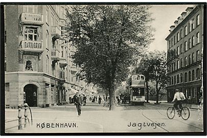 Købh., Jagtvejen med sporvogn no. 36 Tværlinien. Stenders no. 10792.