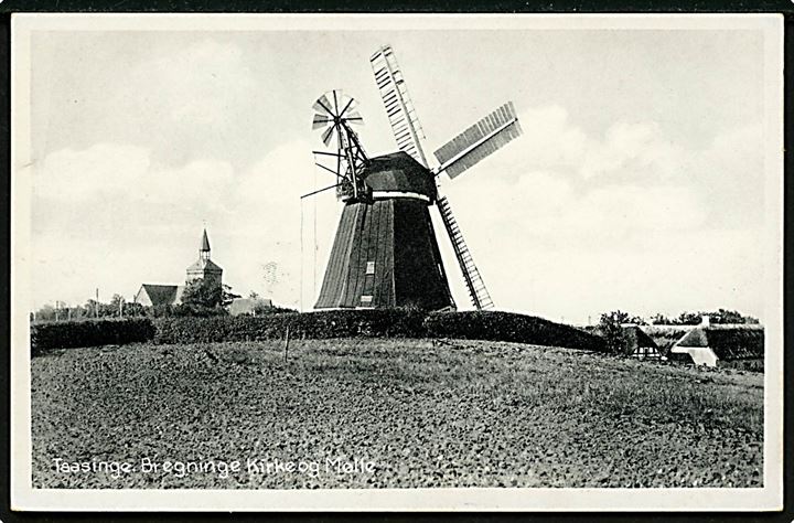 Tåsinge. Bregninge mølle og kirke. Stenders, Taasinge no. 288