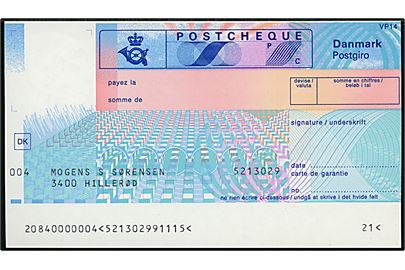 International Postcheque - formular VP14 fra Girobank.