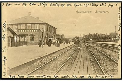Rungsted. Jernbane Station med lokomotiv. Peter Alstrup no. 809. 