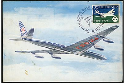 Douglas DC8 fra KLM. Maxikort med 30 c. KLM 40 års jubilæums udg.