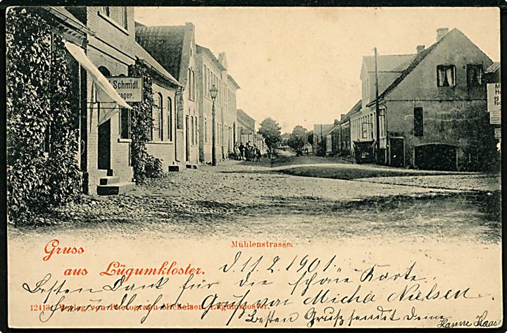 Løgumkloster, Gruss aus med Mühlenstrasse. Michelsen no. 12413.