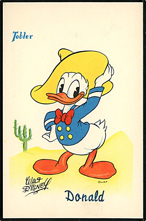 Walt Disney: Donald (Anders And). med fransk reklame 50'erne for Tobler chocolade. Georges Lang, Paris u/no.