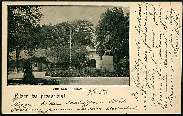 Fredericia. Hilsen fra Landsoldaten. U/no. Format 9x15 cm. 