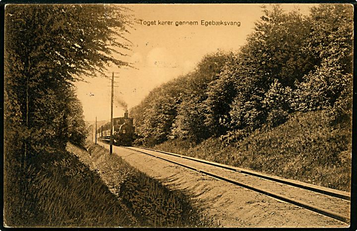 Egebæksvang ved Snekkersten, jernbanen med damptog. J. M. no. 905.