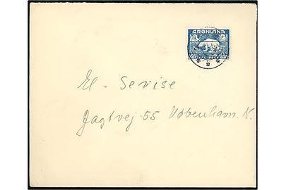 30 øre Isbjørn single på brev fra Frederikshaab d. 24.3.1953 til København.