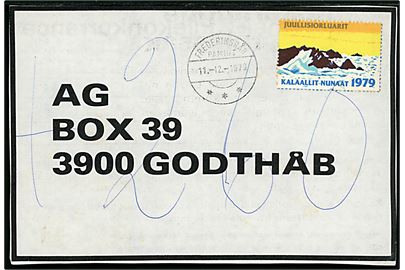Ufrankeret svarkupon med Julemærke 1979 fra Frederikshåb d. 11.12.1979 til Godthåb. Udtakseret i 2,60 kr. porto.