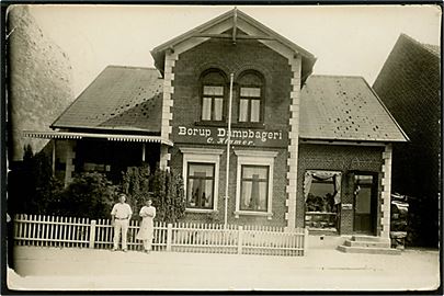 Borup, facade Borup Dampbageri ved C. Klamer. Fotokort u/no.