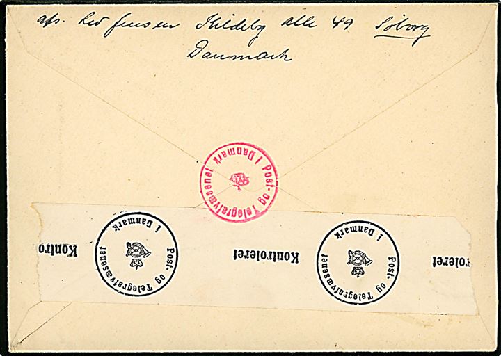 20 øre Ole Rømer på illustreret FDC fra København d. 25.9.1944 til Lillehammer, Norge. Åbnet af dansk censur.