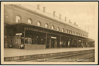 Kolding. Hovedbanegaardens Perron med Restaurant. Stenders no. 60930.