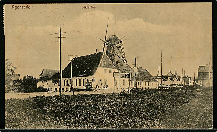 Aabenraa ved Südertor med Mølle. F. Sørensen u/no. 