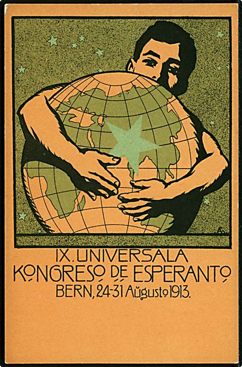 IX. Universelle Esperanto Kongres i Bern 1913. Signeret AB. 