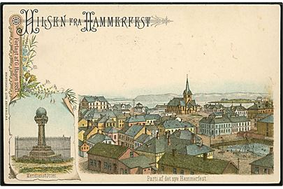 Hammerfest, Hilsen fra. G. Hagens Boghandel. Ældre kort brugt fra Sverige 1910 til Finland.