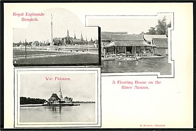 Royal Esplanade, Bangkok, Wat Paknam & A Floating House on the River Menam. J. Antonio, Bangkok u/no. 