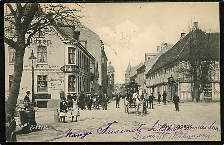 Aarhus. Frederiksgade med hotel Kronborg. Stenders no. 5641.