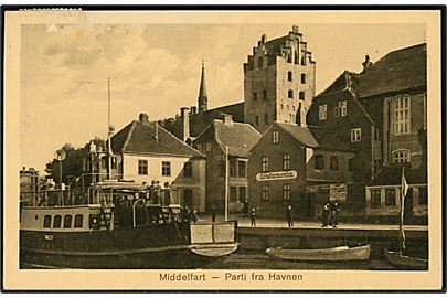 Middelfart, havn med færgen Inger. O. E. Rasmussen no. 28.