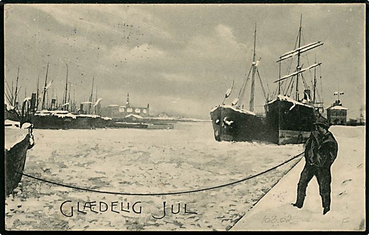 5 øre Chr. X, 10 øre Bølgelinie og Julemærke 1921 på julekort annulleret med brotype IIb Lintrup d. 23.12.1921 til Egebjerg Mølle pr. Simmersted.