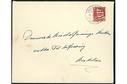20 øre Fr. IX på brev annulleret med pr.-stempel Hvide Sande pr. Ringkøbing d. 16.3.1950 til Roskilde.