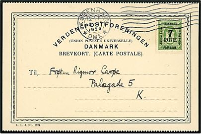 7/5 øre Provisorium single på lokalt brevkort i København d. 15.4.1926.