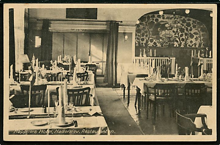 Haderslev, Høppners Hotel, interiør fra restauranten. C. Rudolph no. 1319.