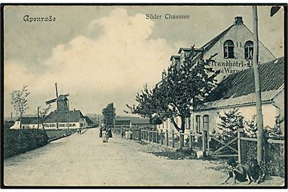 Aabenraa, Søndre Chaussee med strandhotel og mølle i baggrunden. M. Glückstadt & Münden no. 32749.