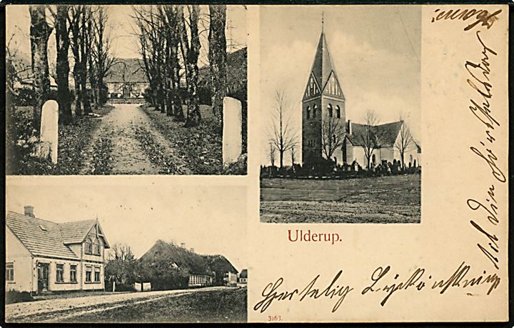 Ulderup, partier med bl.a. kirke. U/no.