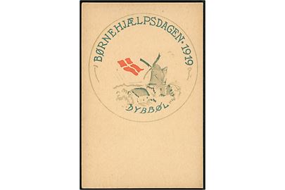 Børnehjælpsdagen 1919 / Dybbøl med mølle og dannebrog. Kruckow & Waldorff u/no.