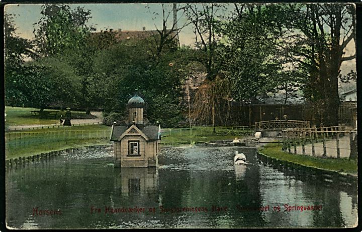 Horsens, Svanehuset og Springvand i Haandværker- og Sangforeningens Have. Warburgs Kunstforlag no. 2787.