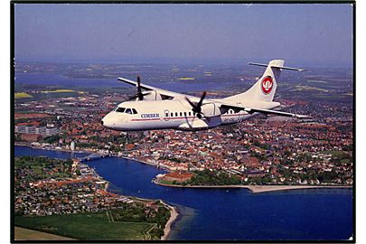 Aeritalia/SNIAS ATR 42 OY-CIC fra Cimber Air over Sønderborg. LuftFoto Syd u/no.