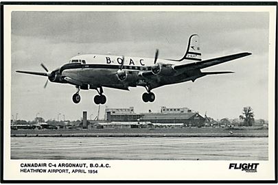 Canadair C-4 Argonaut fra B.O.A.C. (British Overseas Airways Corporation) i Heathrow 1954. Flight International u/no.