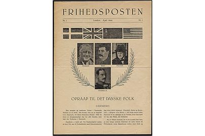 Frihedsposten Nr. 1 april 1944. Falsk flyveblad nedkastet af tyske flyvemaskiner over København d. 27.4.1944. 