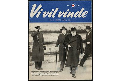 Nedkastet flyveblad. Vi vil vinde no. 4 marts-april 1943. Fremstillet af Political Warfare Executive (PWE) og nedkastet af Royal Air Force. 48 sider illustreret hæfte. Formular D.15.